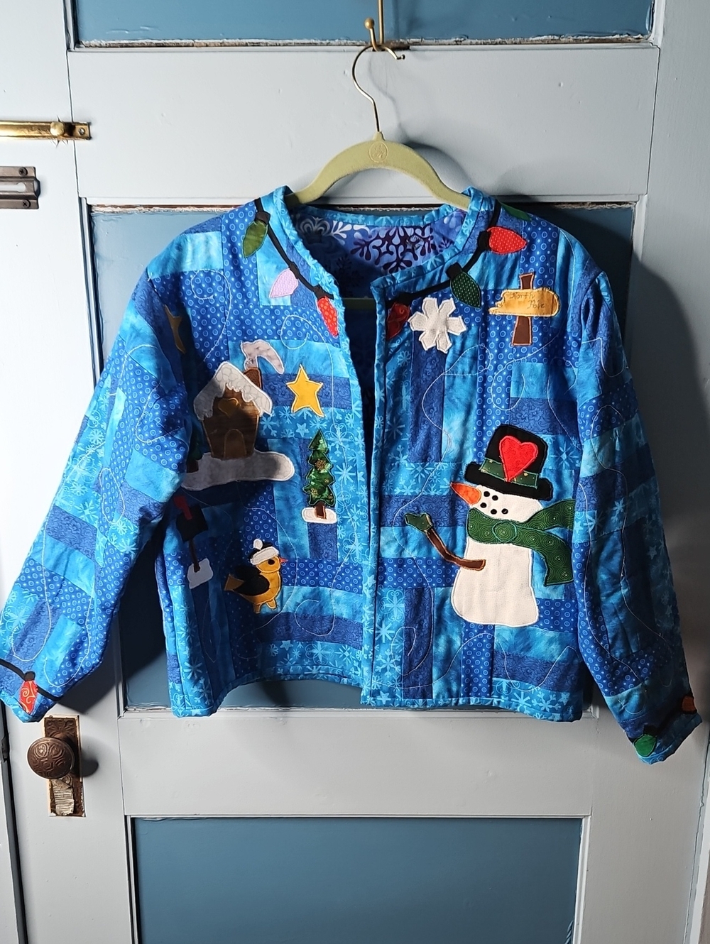 Handcrafted Holiday Patchwork Quilted Jacket Med/Large